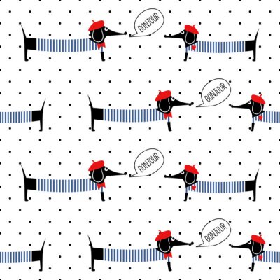 Honden in Franse stijl en stippen