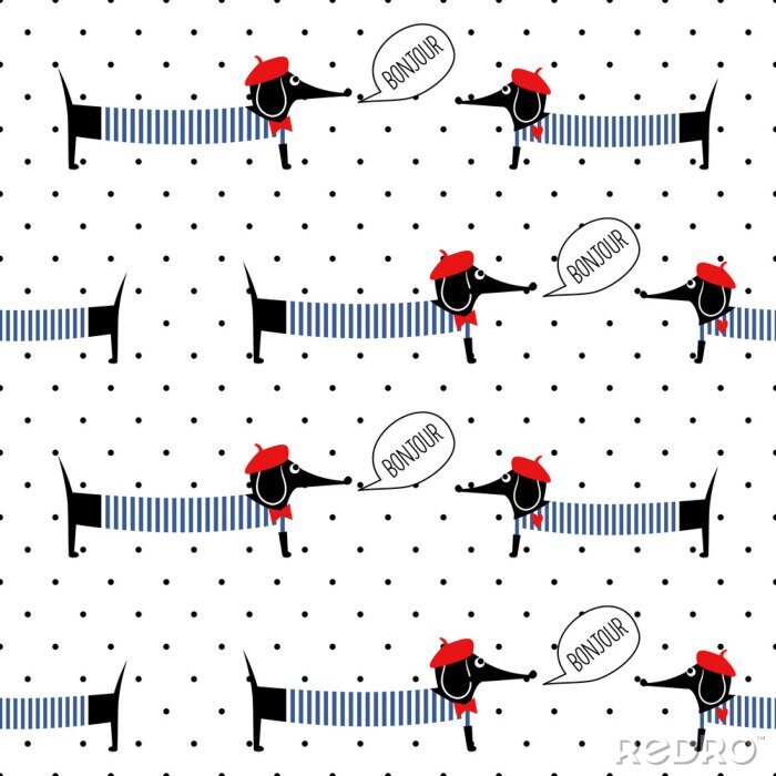 Canvas Honden in Franse stijl en stippen