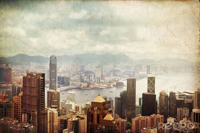 Canvas Hongkong vanuit de lucht