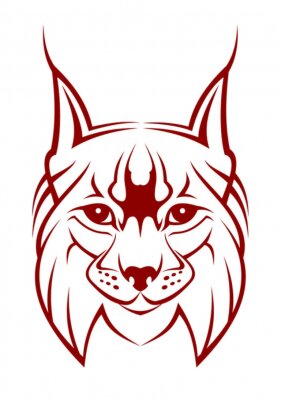 Hoofd van de lynx als een mascotte op wit wordt geïsoleerd