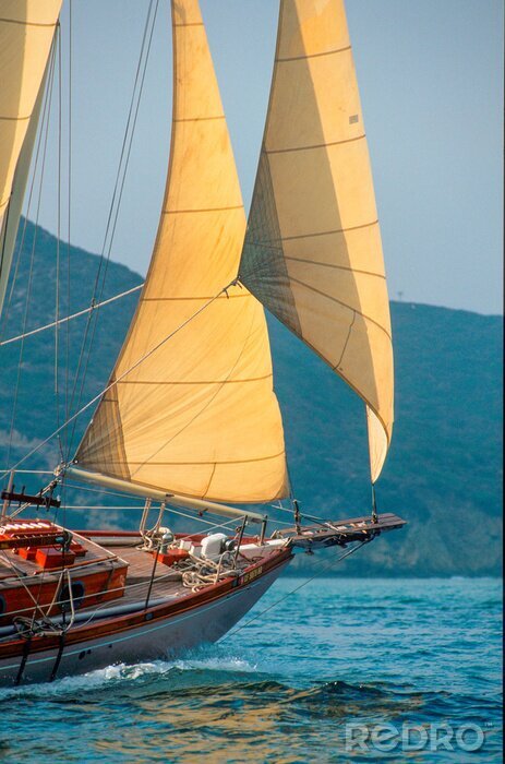 Canvas Hoofdzeilen van een klassieke zeilboot van Point Loma California