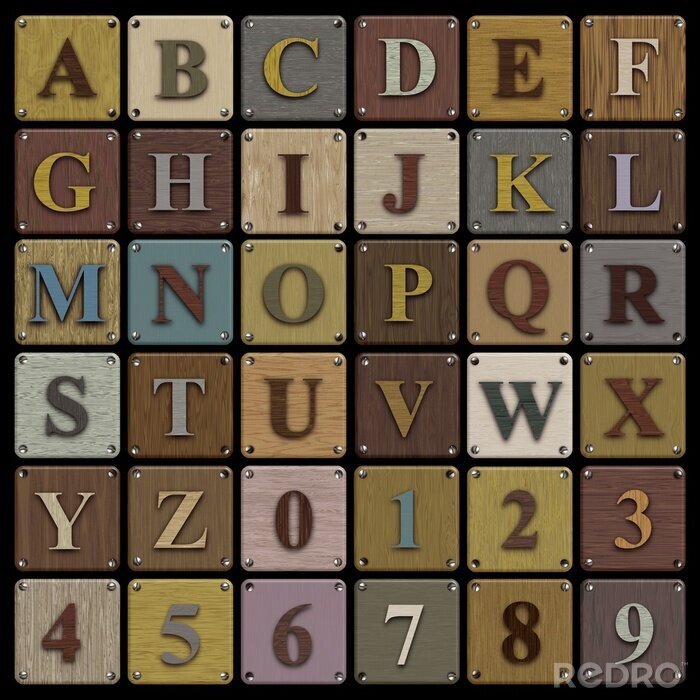 Canvas Houten Blok Alphabet