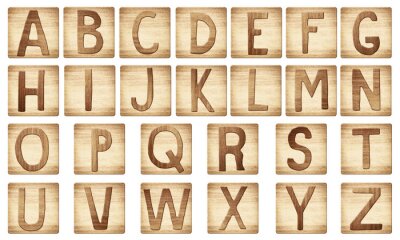 Houten blokken met de letters van het alfabet