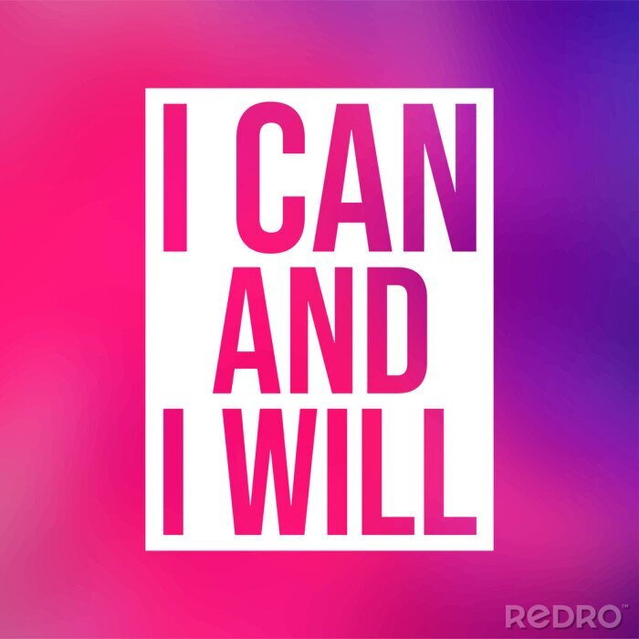 Canvas i can and i will. successful quote with modern background vector