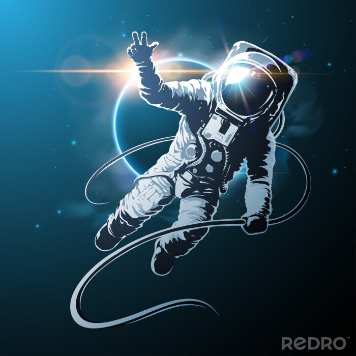 Canvas Illustratie met een astronaut