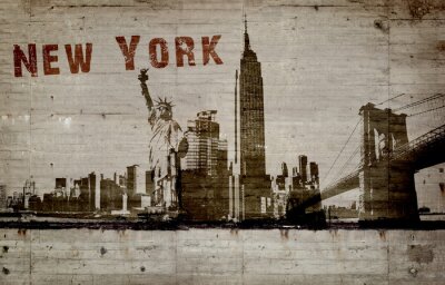 illustratie van een graffiti op een betonnen muur van de stad New york
