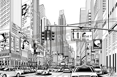 Canvas Illustration of a street in New York city