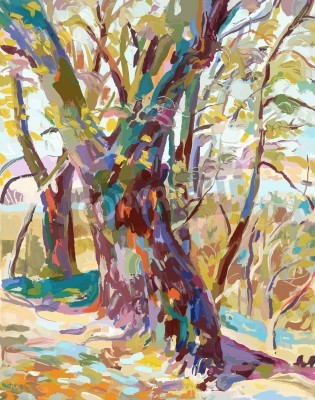Canvas Impressionisme hoge bomen
