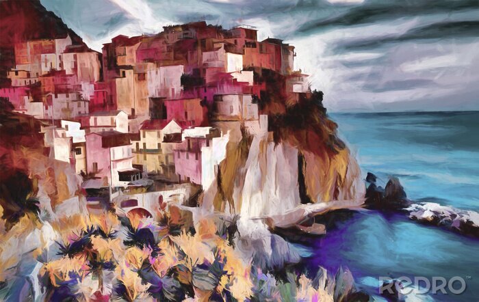 Canvas Impressionistisch uitzicht op de klif