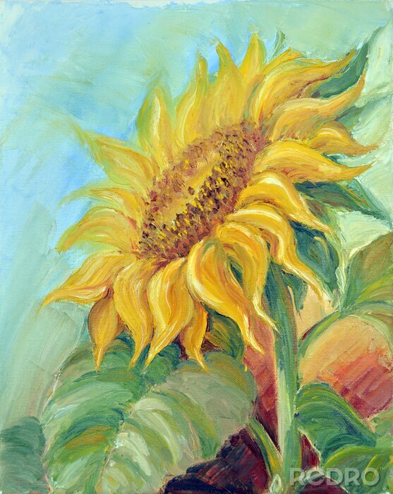 Canvas Impressionistische zonnebloemen op doek