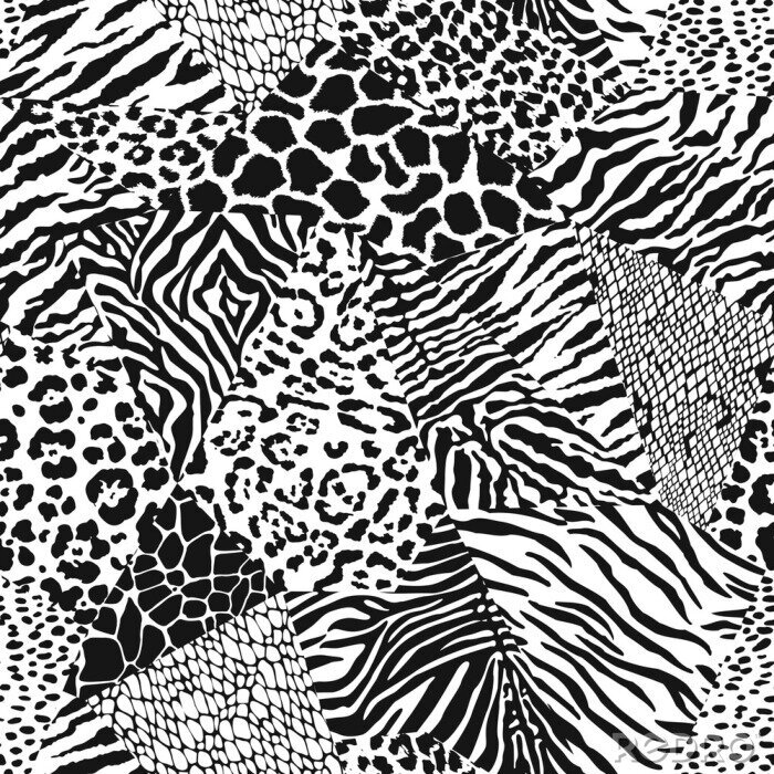 Canvas Ingeweven patroon zebra stippen en slang