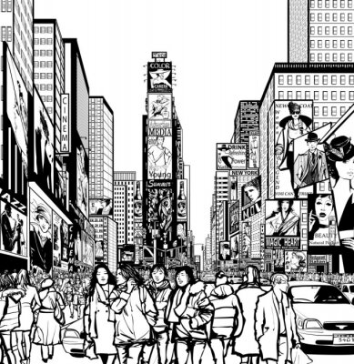 Canvas Interpretatie van Times Square in New York