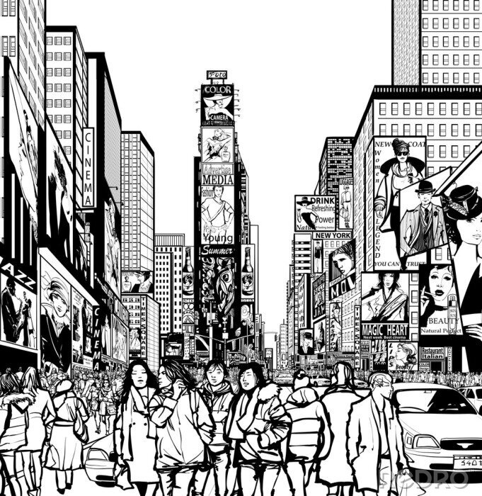 Canvas Interpretatie van Times Square in New York