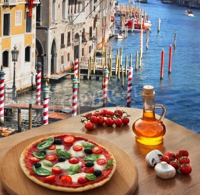 Canvas Italiaans diner in Venetië