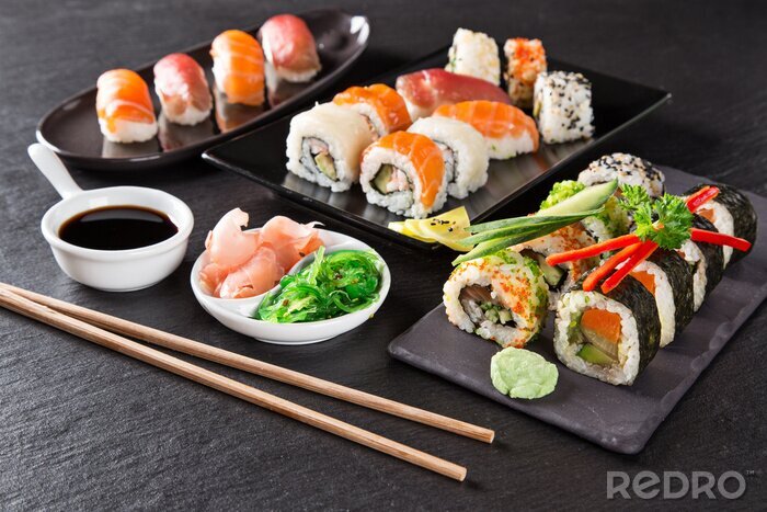 Canvas Japanse seafood sushi set