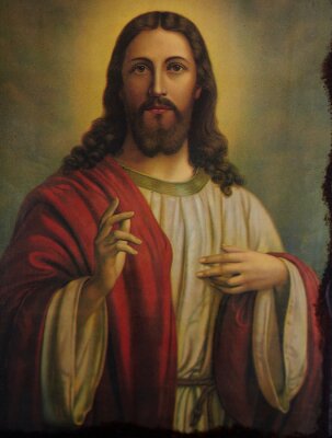 Canvas Jezus in een rode mantel