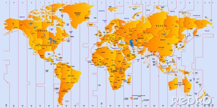 Canvas Kaart met tijdzones