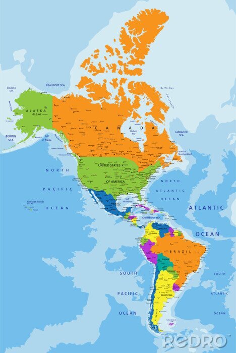 Canvas Kaart van de Amerika's