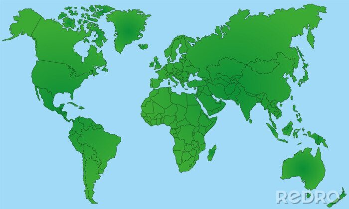 Canvas Kaart van de wereld in Green