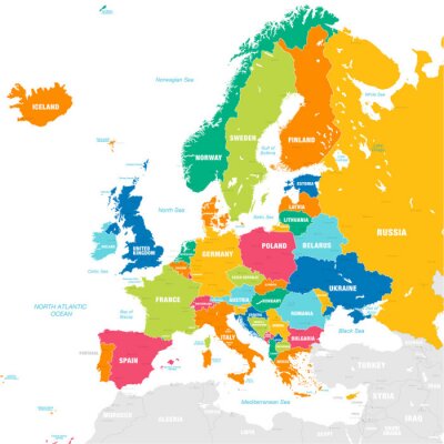 Canvas Kaart van Europa