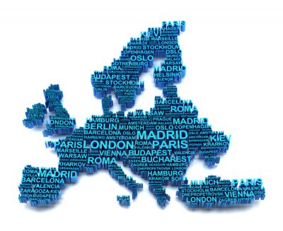 Kaart van Europa met typografie