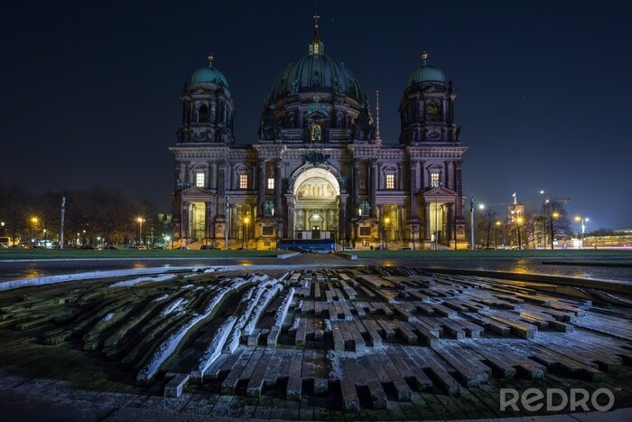 Canvas Kathedraal van Berlijn 's nachts