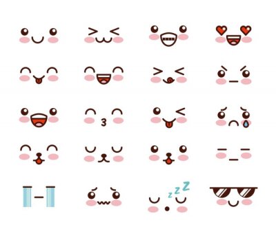 Canvas kawaii gezicht design icoon