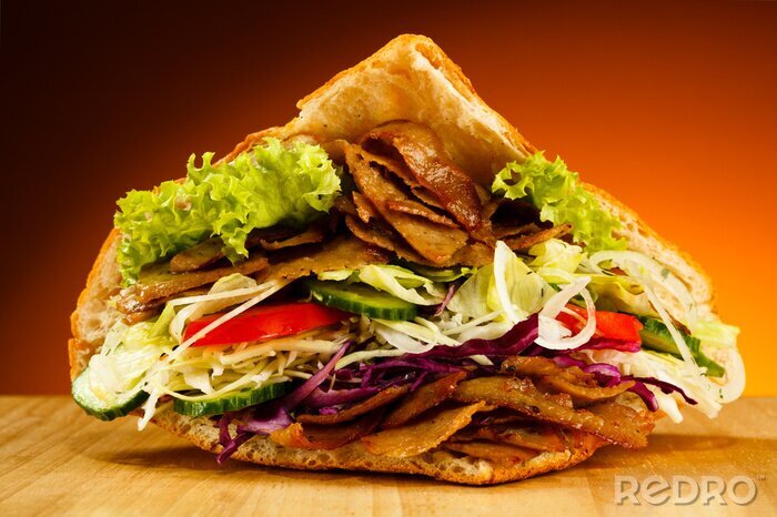Canvas Kebab - gegrild vlees, brood en groenten