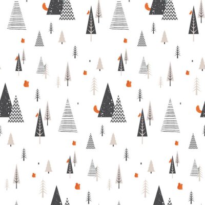 Kerst winter boslandschap met bos dieren. naadloos patroon. Abstracte vectorillustratie
