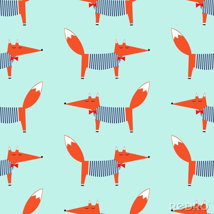 Canvas Kleine vosjes met gestreepte bloesjes en strikjes