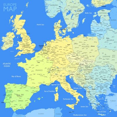 Canvas Kleur kaart van Europa