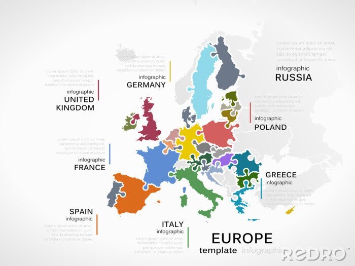 Canvas Kleurrijk Europa op de kaart