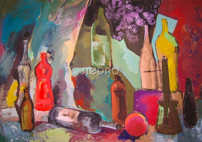 Canvas Kleurrijk flessenstilleven