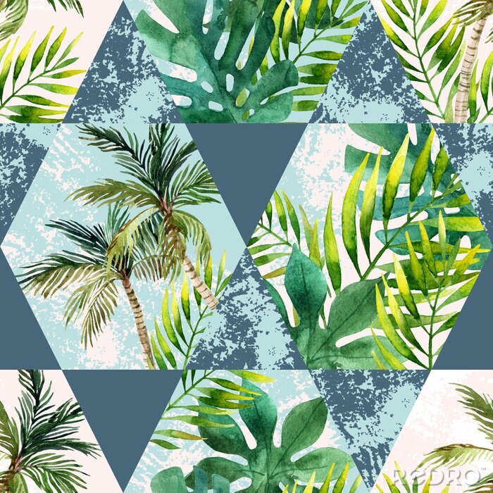 Canvas Kleurrijk motief met palmbomen