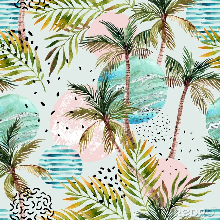 Canvas Kleurrijk palmboom patroon