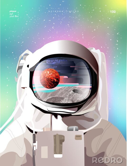 Canvas Kleurrijk patroon met een astronaut