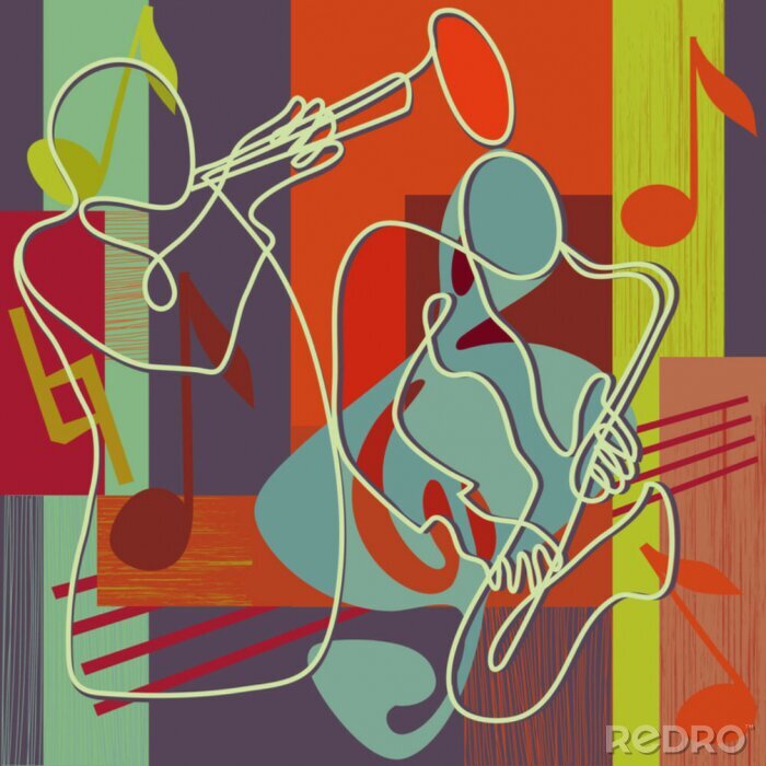 Canvas Kleurrijke abstracte jazzband