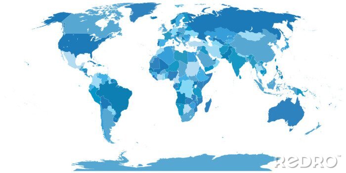 Canvas Kleurrijke blauwe wereldkaart