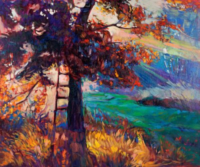 Canvas Kleurrijke bomen in het schilderij