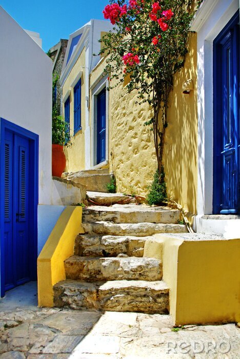 Canvas kleurrijke Griekse eilanden serie - Symi