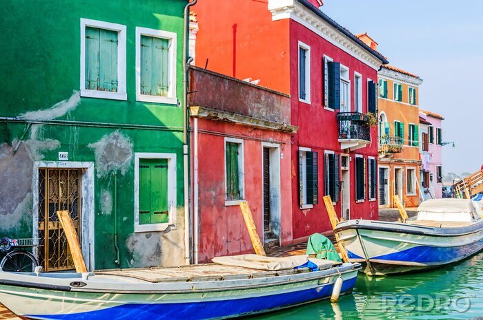 Canvas kleurrijke huizen Burano. Italië