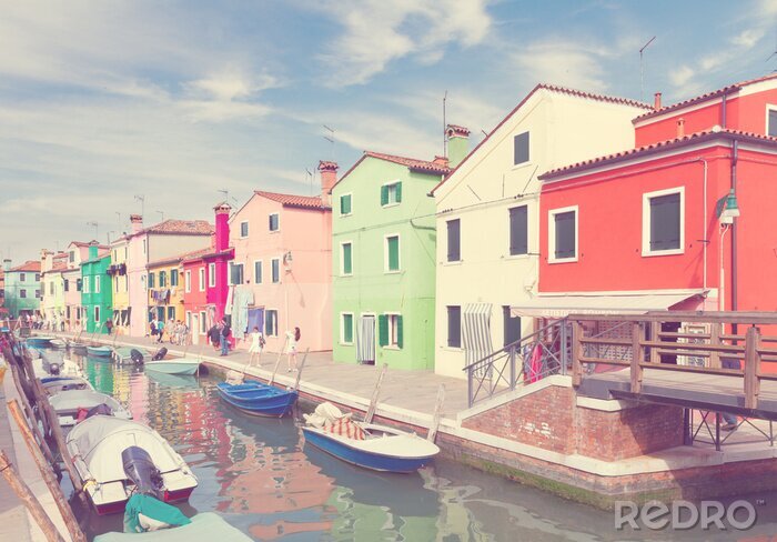Canvas Kleurrijke huizen in Venetië