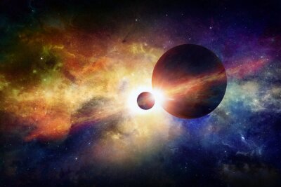Canvas Kleurrijke planeet kosmos