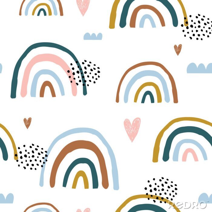 Canvas Kleurrijke Scandinavische regenbogen voor kinderen