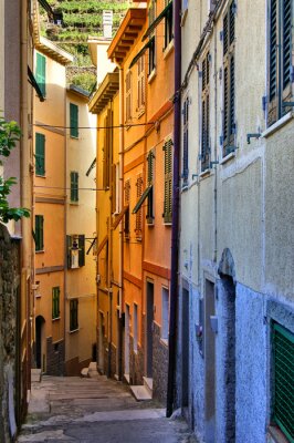 Kleurrijke smalle straat in de Cinque Terre, Italië