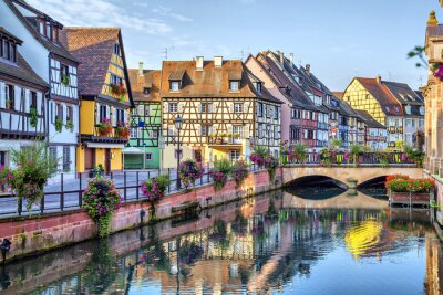 Canvas Kleurrijke traditionele Franse huizen in Colmar