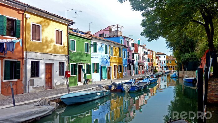 Canvas Kleurrijke Venetiaanse huizen