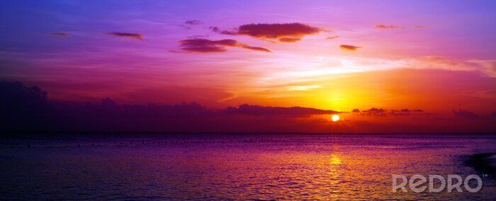 Canvas Kleurrijke zee zonsondergang.