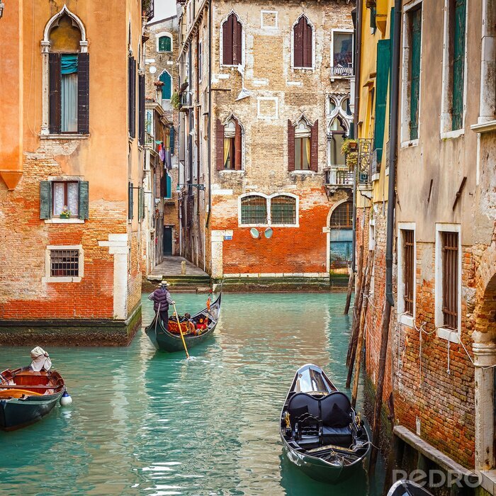 Canvas Kleurvolle gebouwen in Venetië