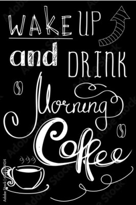 Canvas Koffiemotief inscriptie